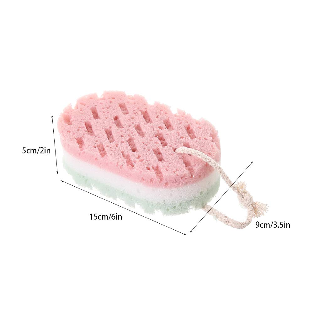 RRJ Soft Bath Sponge for Adults - Exfoliating Body Scrubber with 2 Hooks, 4-Pack for Women & Men - Perfect for Shower, Bath & Spa Relaxation at Home