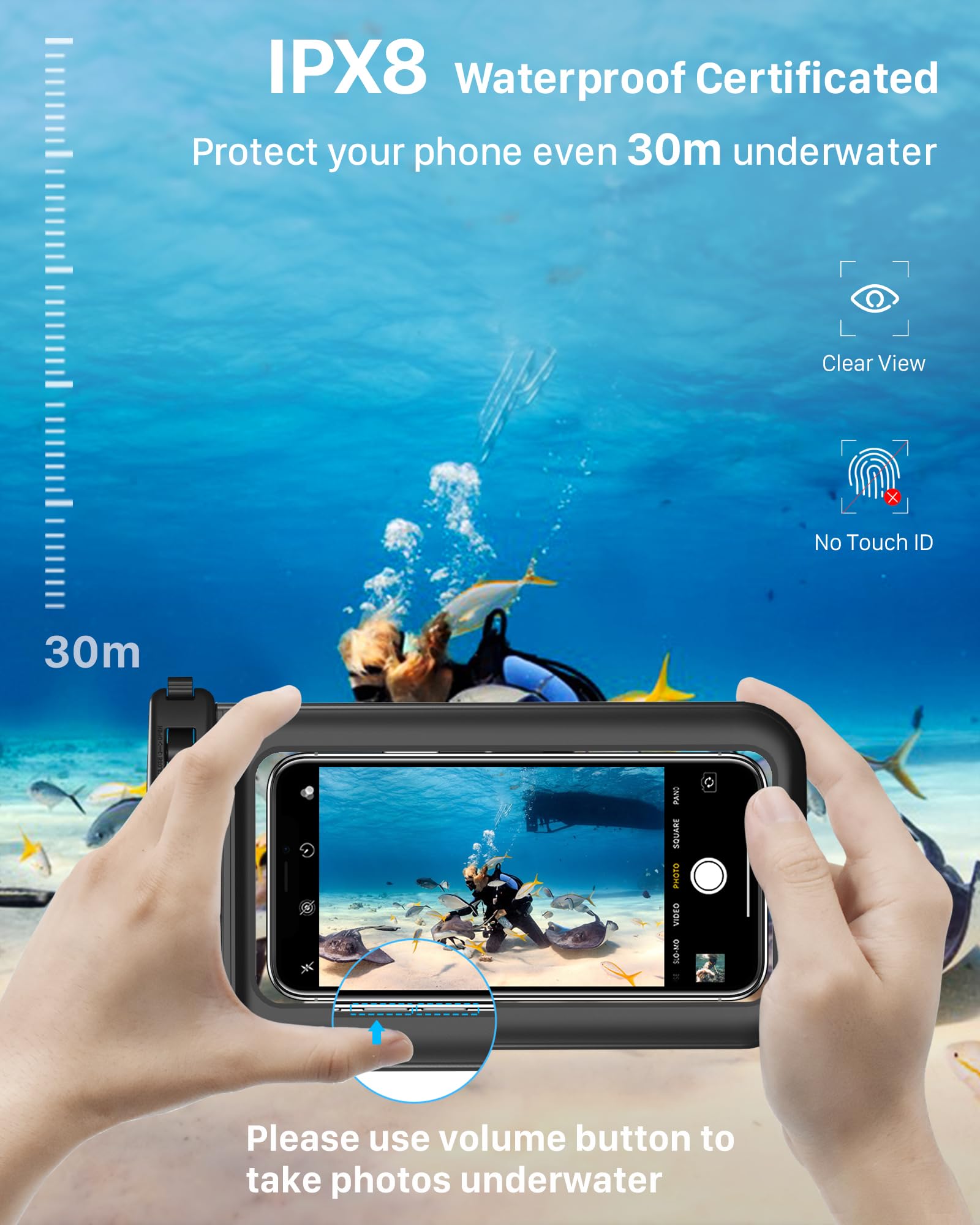 2 Pack Waterproof Phone Pouch IPX8 for iPhone 16 15 14 13 12 11 Pro Max XS XR X 8 7 SE & Samsung S24 S23 S22 up to 6.8 Inch - Black - Perfect for Swimming, Beach, Kayaking and Outdoor Activities