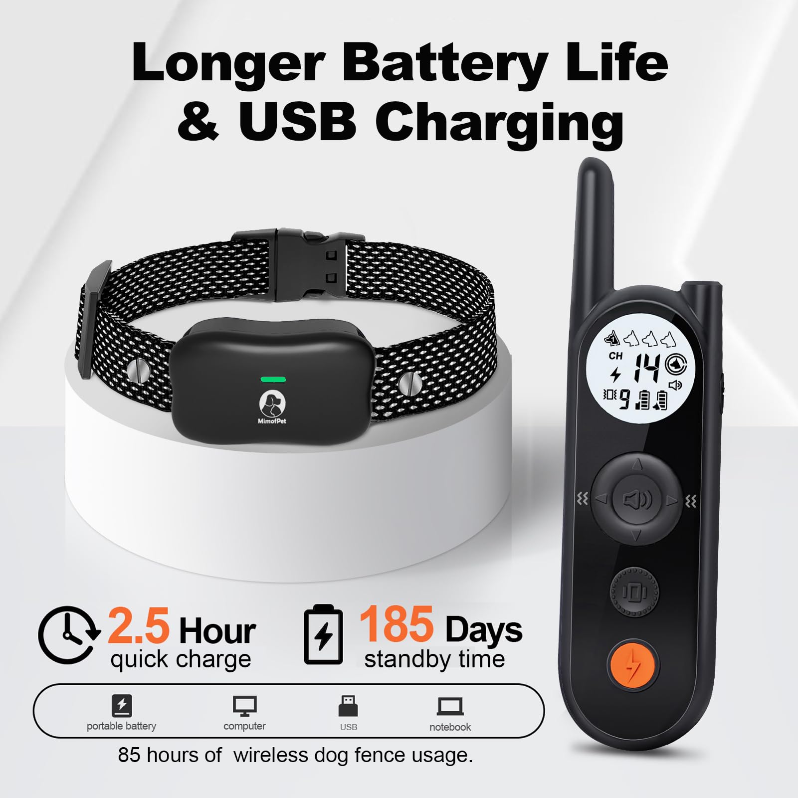 MIMOFPET Wireless Dog Fence System with Training Remote - 3500ft Adjustable Electric Fence, Waterproof Rechargeable Collar for Large & Medium Dogs | Pet Containment System for Backyard, Garden & Outdoor Use