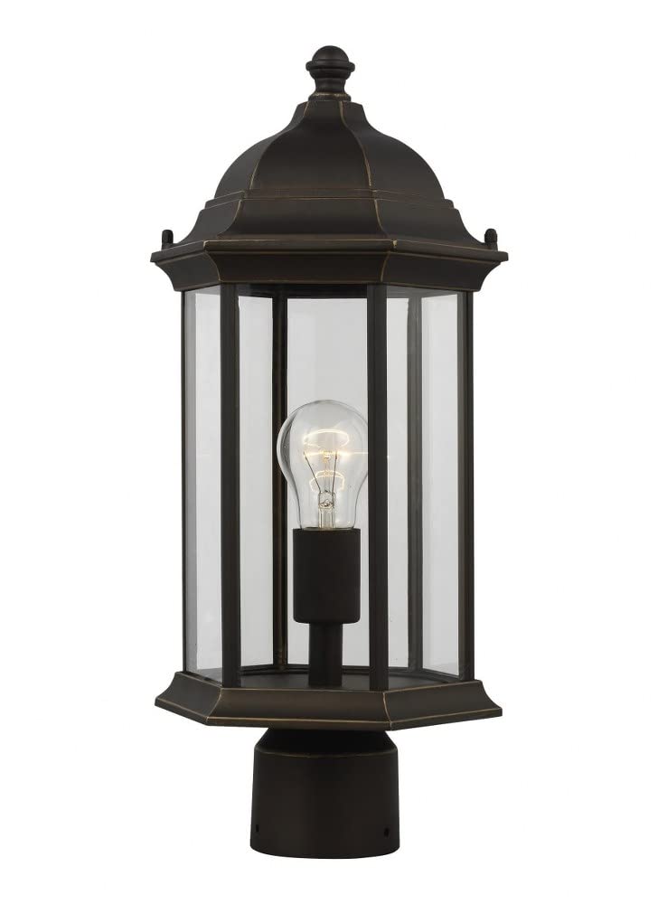 Black Outdoor Post Lantern - Medium 1-Light Traditional Fixture with Incandescent Lighting for Patio, Garden & Pathway - 73-Bel-4169695