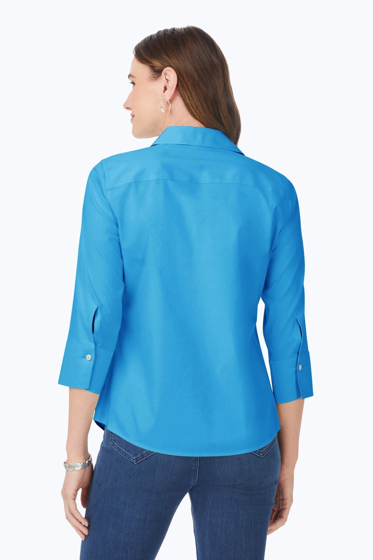 Mary No Iron Stretch 3/4 Sleeve Shirt - Wrinkle-Free Comfort Blouse for Women - Perfect for Office, Travel & Casual Wear
