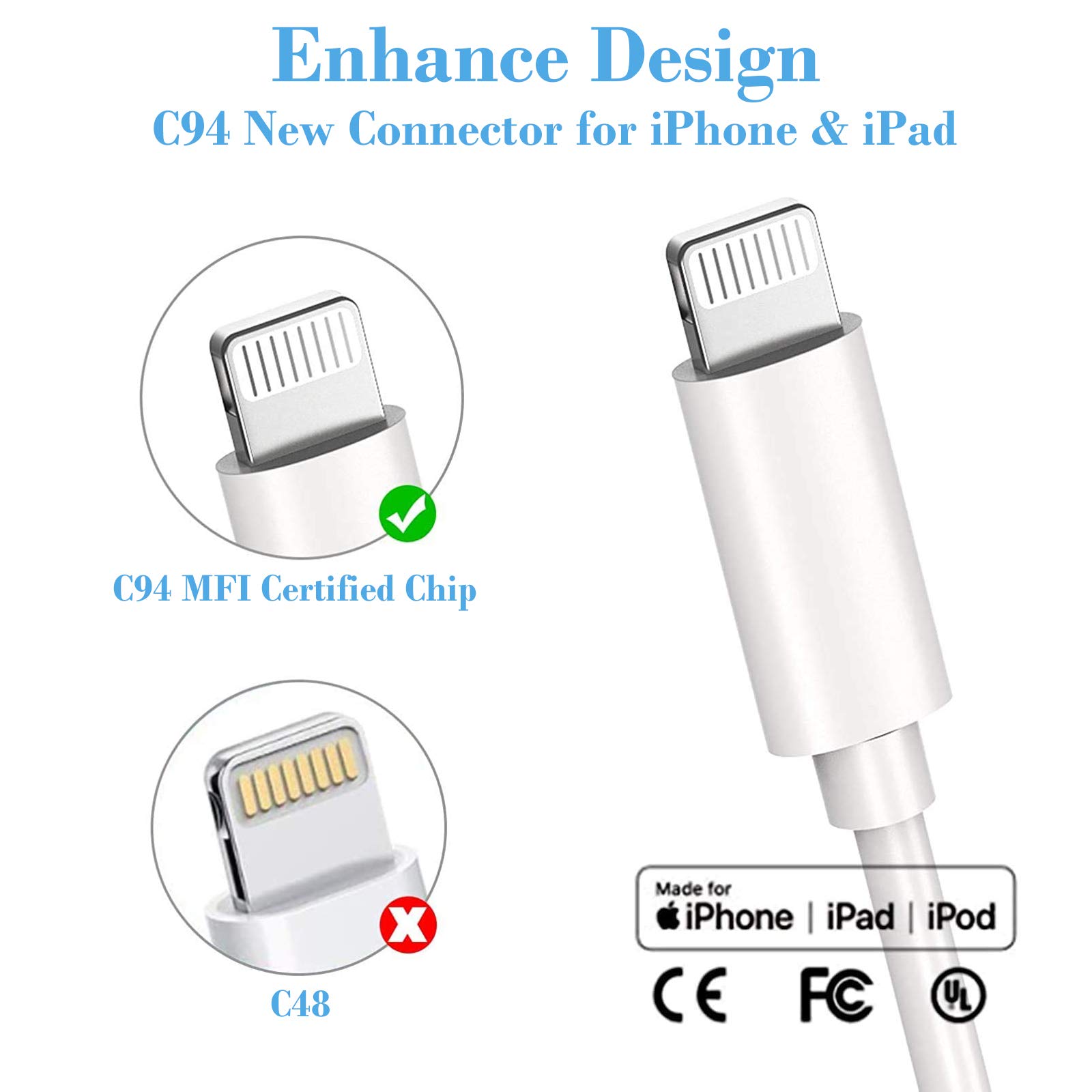 Premium ESBEECables USB-C to Lightning Cable 3ft - Fast Charging & Sync for iPhone 14/13/12/11/X/8 - Durable Nylon Braided Cord for Home, Office & Travel