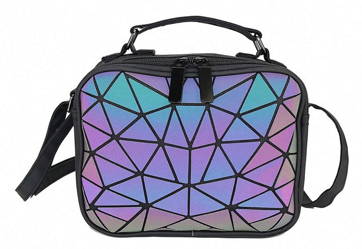 Geometric Luminous Tote Bag - Holographic Reflective Crossbody Purse for Women | Trendy Night Out & Festival Accessory