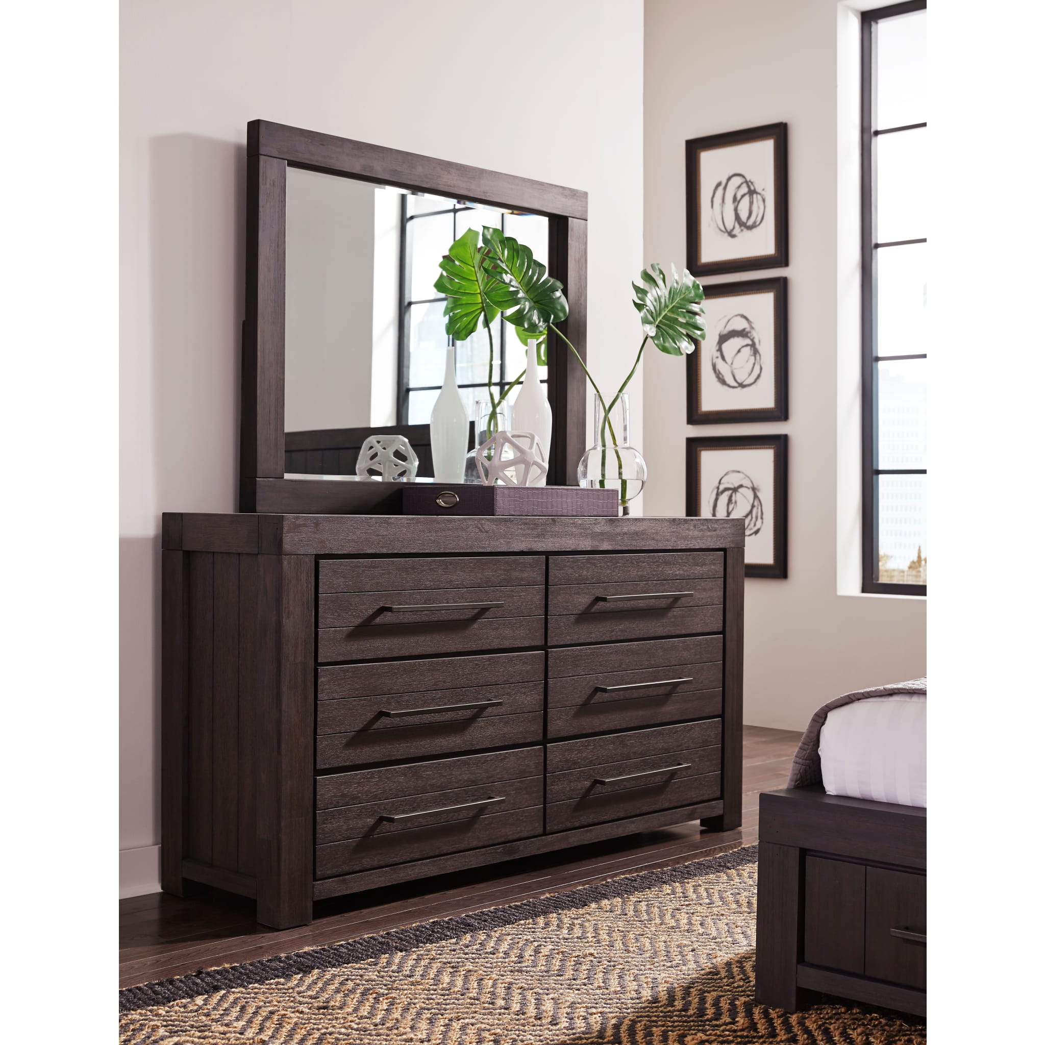 Heath Six Drawer Dresser in Basalt Grey - Modern Bedroom Storage Organizer with Smooth Gliding Drawers (2024 Model) | Perfect for Master Bedroom, Guest Room or Nursery Organization