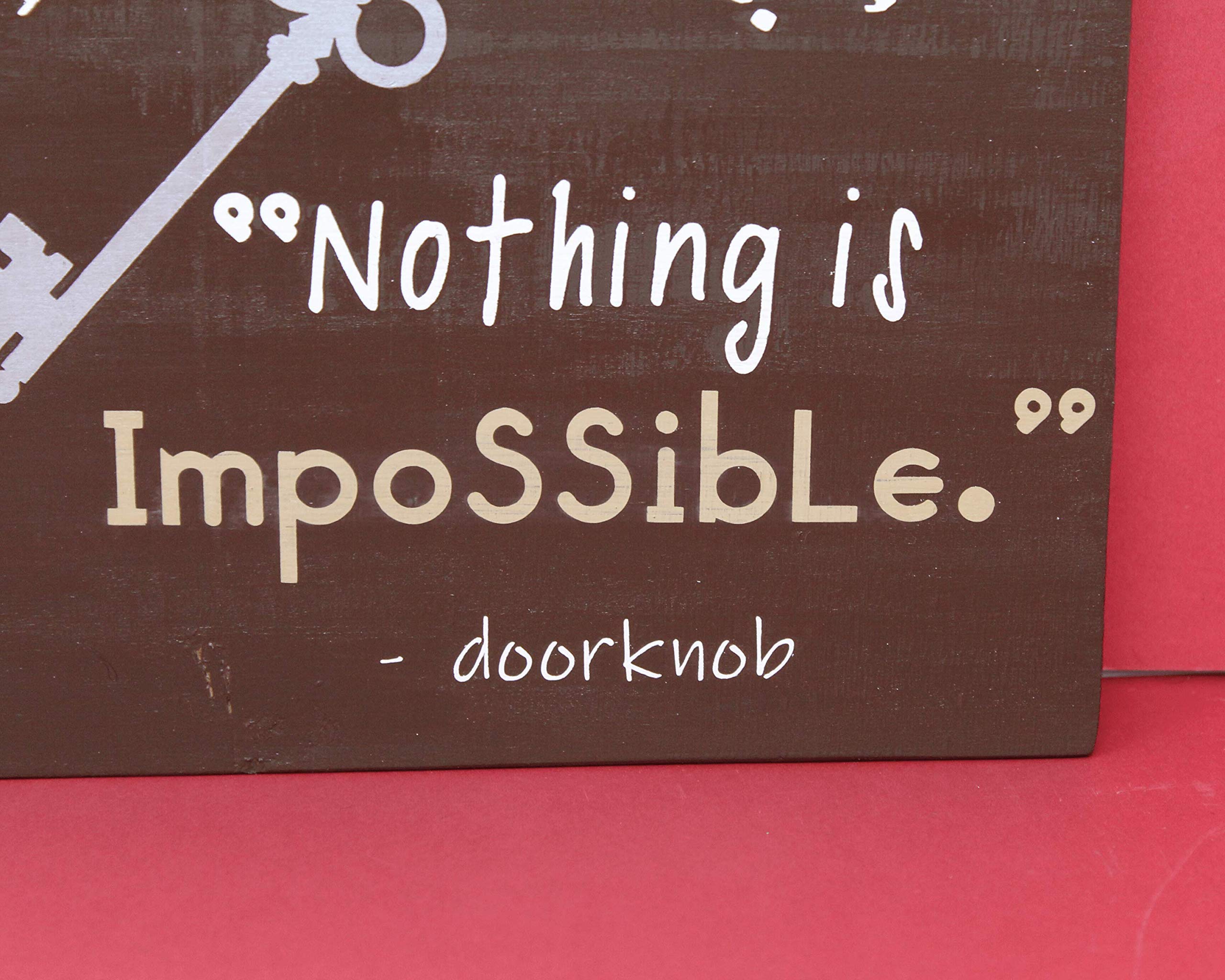 Alice in Wonderland 'Nothing is Impossible' Doorknob Quote Sign - Inspirational Wall Hanging for Kids Room & Nursery Decor - Perfect for Baby Shower Gifts & Children's Bedroom Motivation