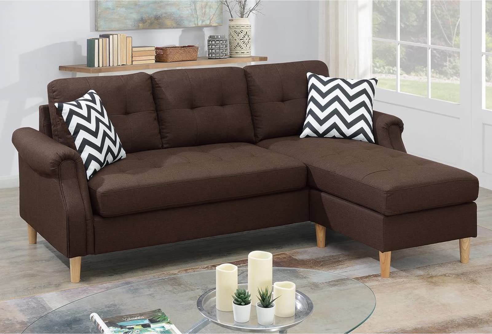 Modern L-Shaped Sectional Sofa with Reversible Chaise - 3-Seat Living Room Couch Set for Small Spaces & Apartments - Comfortable Fabric Upholstery for Relaxing, Entertaining & Movie Nights