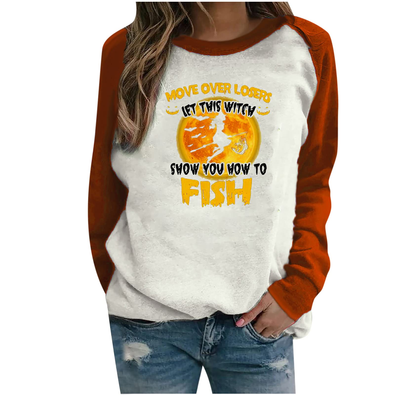 2022 Women's Long Sleeve T-Shirts - Casual Loose Fit Printed Pullover Tops for Everyday Wear, Work & Weekend Outfits