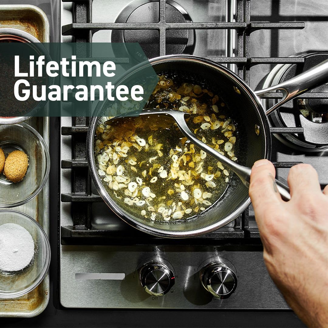 HexClad Hybrid Nonstick 6-Piece Cookware Set with 2 Silicone Trivets – Includes 2, 3 & 8-Quart Pots with Tempered Glass Lids, Stay-Cool Handles, Dishwasher Safe & Induction Compatible for All Stovetops – Perfect for Home Cooking, Meal Prep & Professional Kitchens