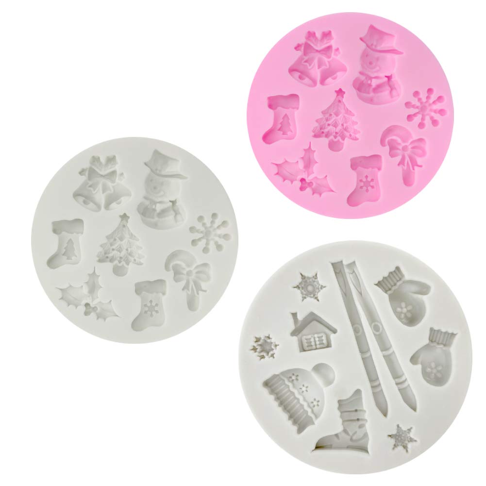 3D Christmas Silicone Molds Set - 26 Cavity Snowflake & Snowman Fondant Molds for Chocolate, Candy, Cake Decorating | VEINARDYL 3-Piece Baking Tools for Holiday Cupcake Toppers & Sugar Craft (Perfect for Christmas Parties, Baking Gifts & DIY Desserts)