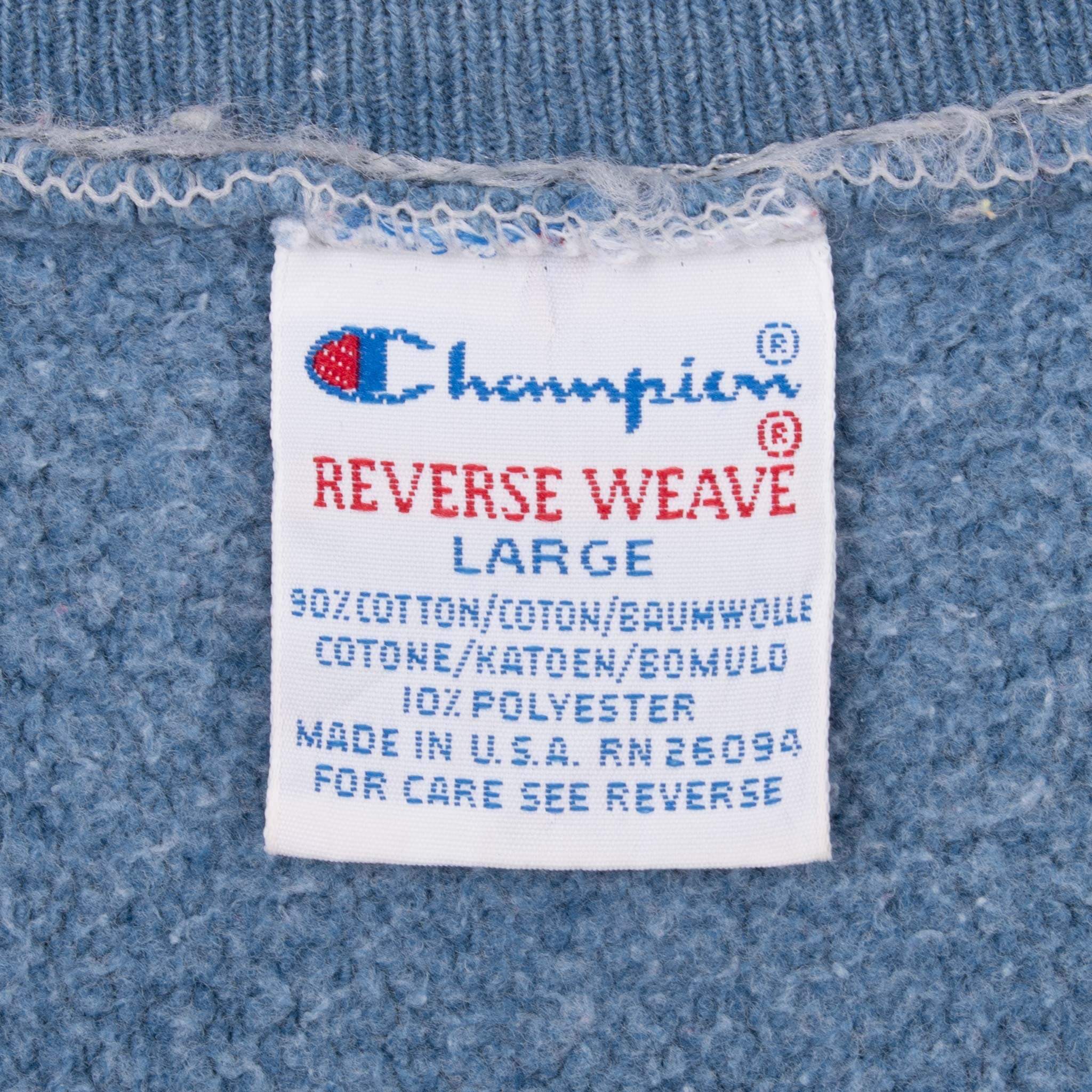 Vintage Champion Reverse Weave Spellout Blue Sweatshirt 1990s Large Made in USA - Retro Streetwear for Men & Women, Perfect for Casual Outfits, Gym, and Lounge Wear
