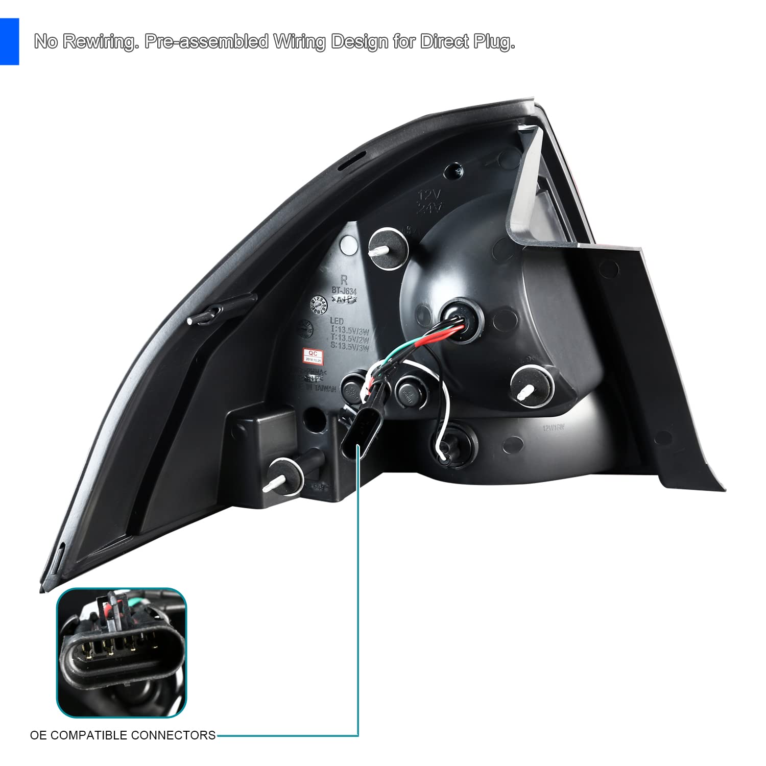 Spec-D Tuning Black LED Tail Lights for 2006-2016 Chevy Impala - High-Performance Left & Right Pair Assembly - Perfect for Night Driving & Car Customization