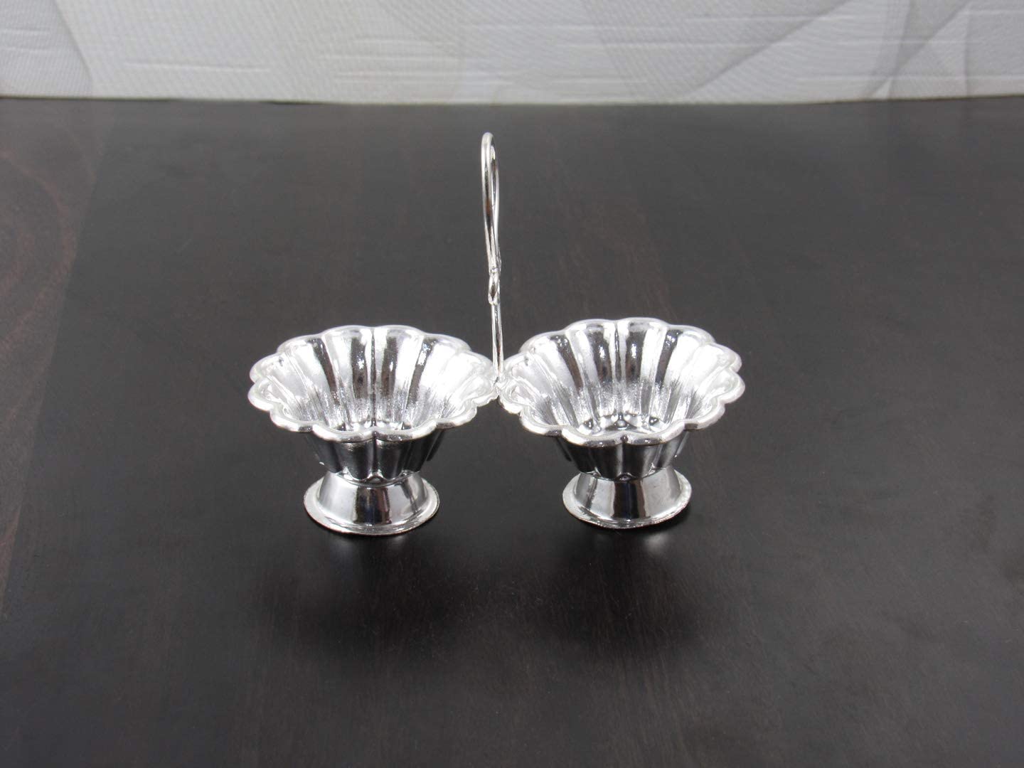 Silver Plated Big Flower Jod Kamal Kankavati (Haldi Kumkum Karand) - Indian Pooja Items Set with Potli Bag (10 Pieces) for Housewarming, Baby Shower & Religious Ceremonies | Perfect Hindu Ritual Gift for Weddings, Diwali & Spiritual Occasions