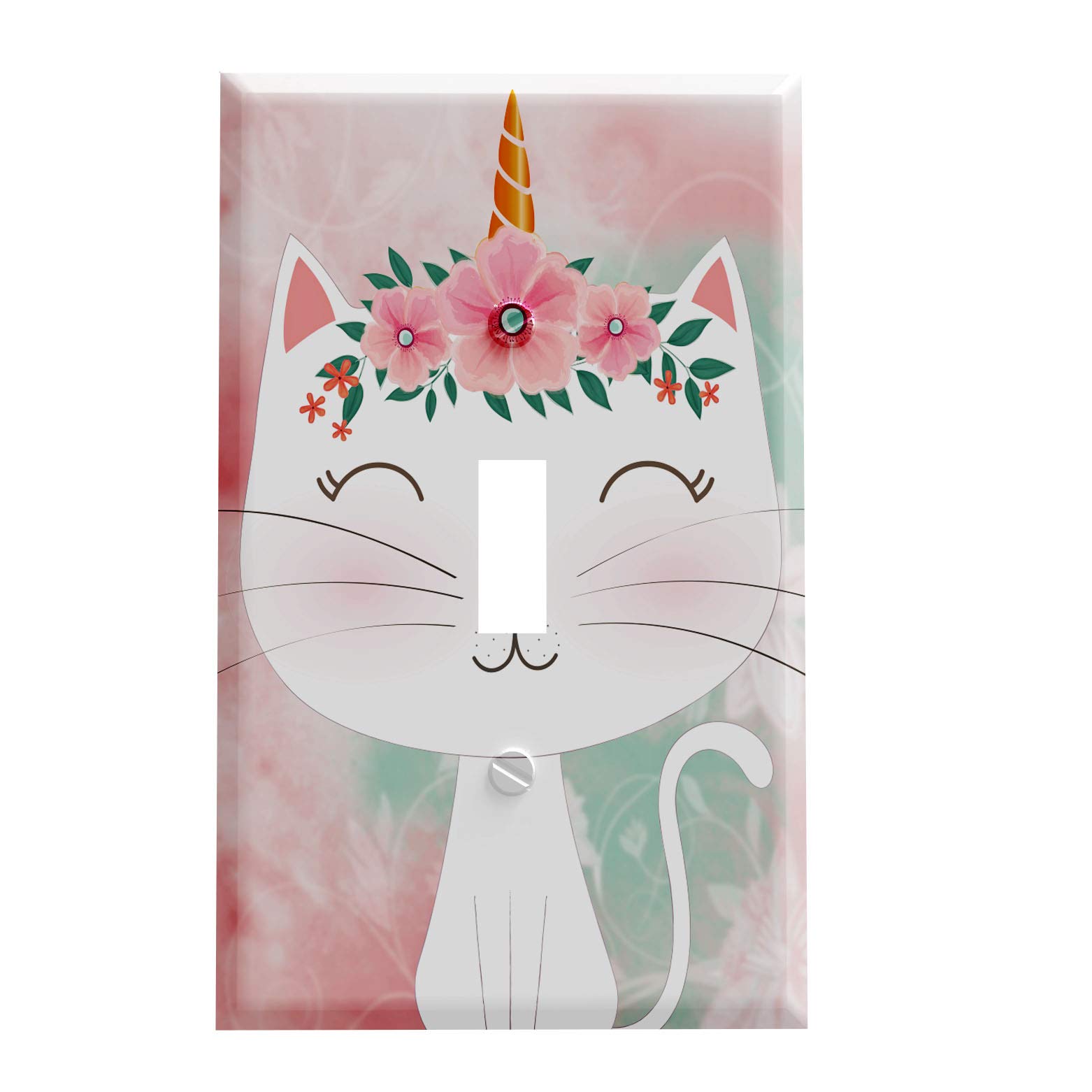 Pretty Little Caticorn Unicorn Light Switch Cover - Single Toggle Switch Plate - Decorative Wall Plate for Kids Bedroom, Nursery & Playroom