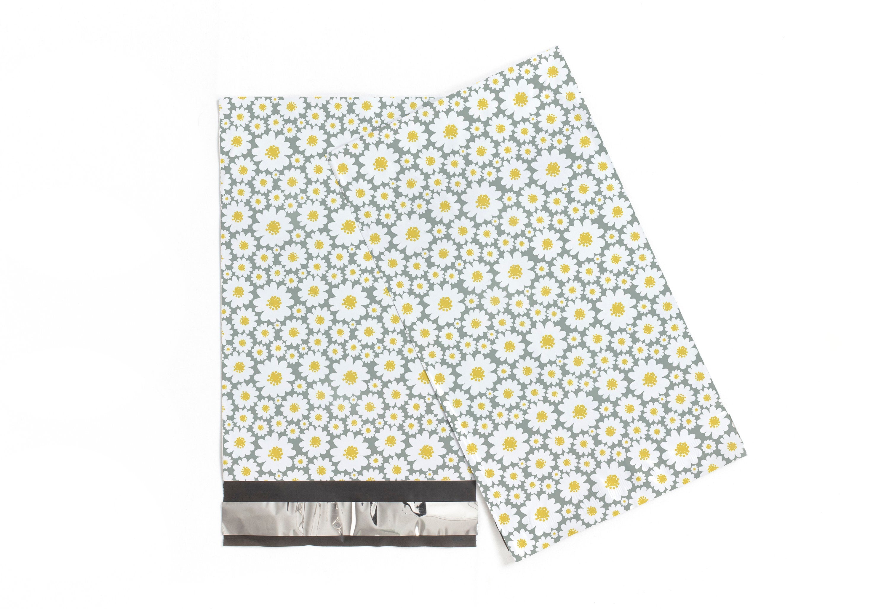 100 Pack 6x9 Daisy Flower Polymailers - Eco-Friendly Shipping Envelopes for Etsy, Amazon, eBay & Small Business Packaging