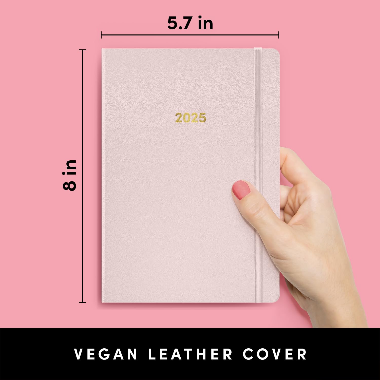 PAPERAGE 2025 Weekly & Monthly Planner Hardcover - Blush Pink 12-Month Agenda (Jan-Dec 2025), 5.7
