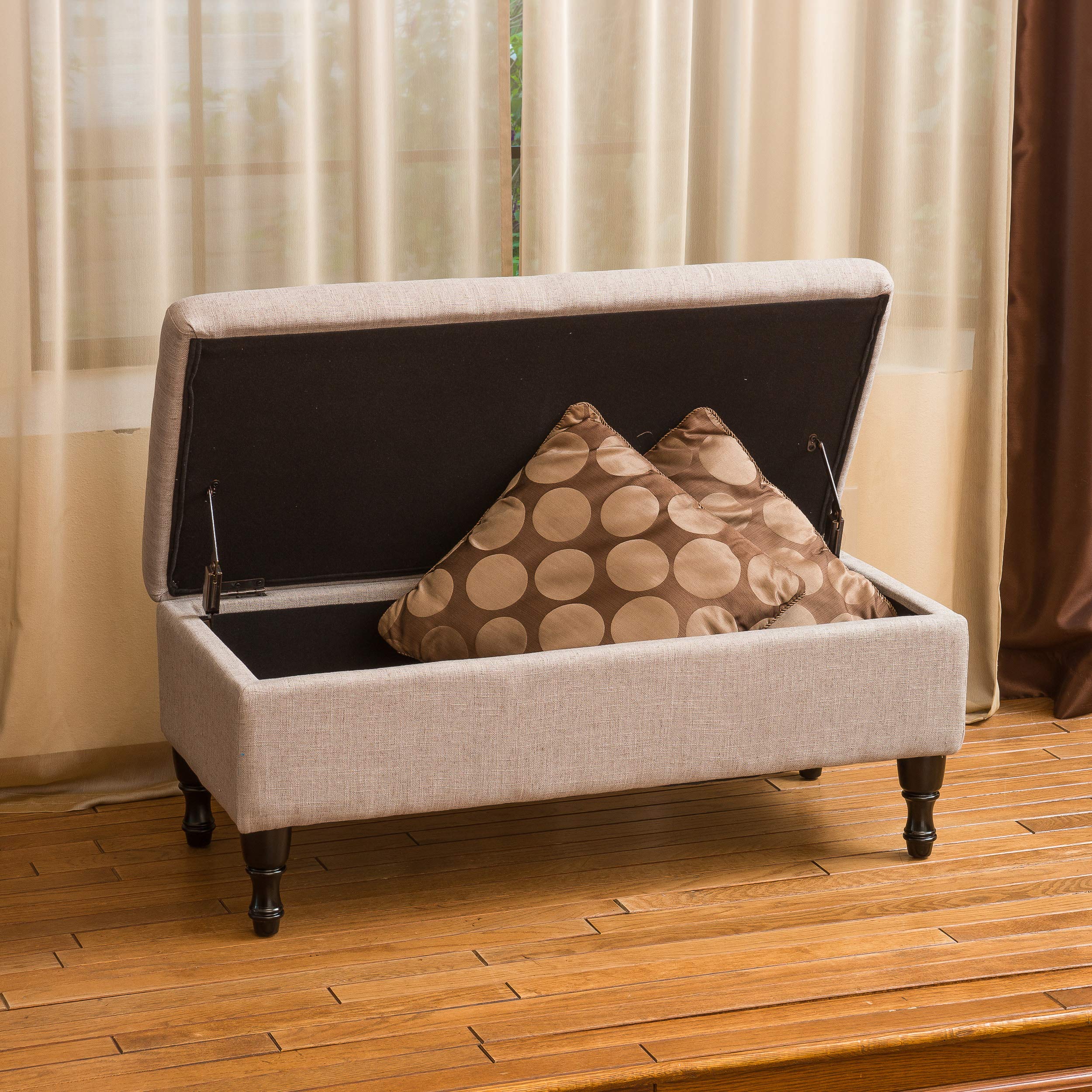 Christopher Knight Home Chantelle Fabric Storage Ottoman in Mixed Grey - Stylish Footrest & Hidden Storage for Living Room, Bedroom or Nursery