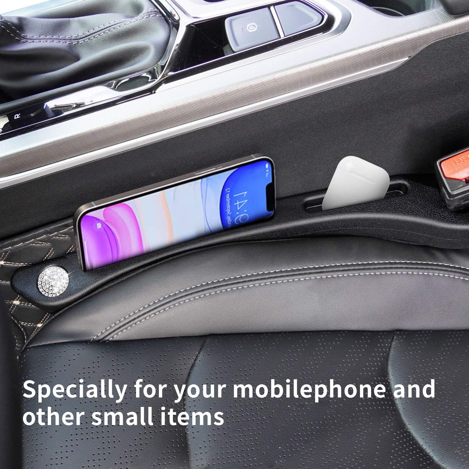 2PCS Black Car Seat Gap Filler Organizer - Prevent Phone & Keys from Falling, Essential Car Accessories for Storage & Organization - Perfect for Sedans, SUVs and Trucks