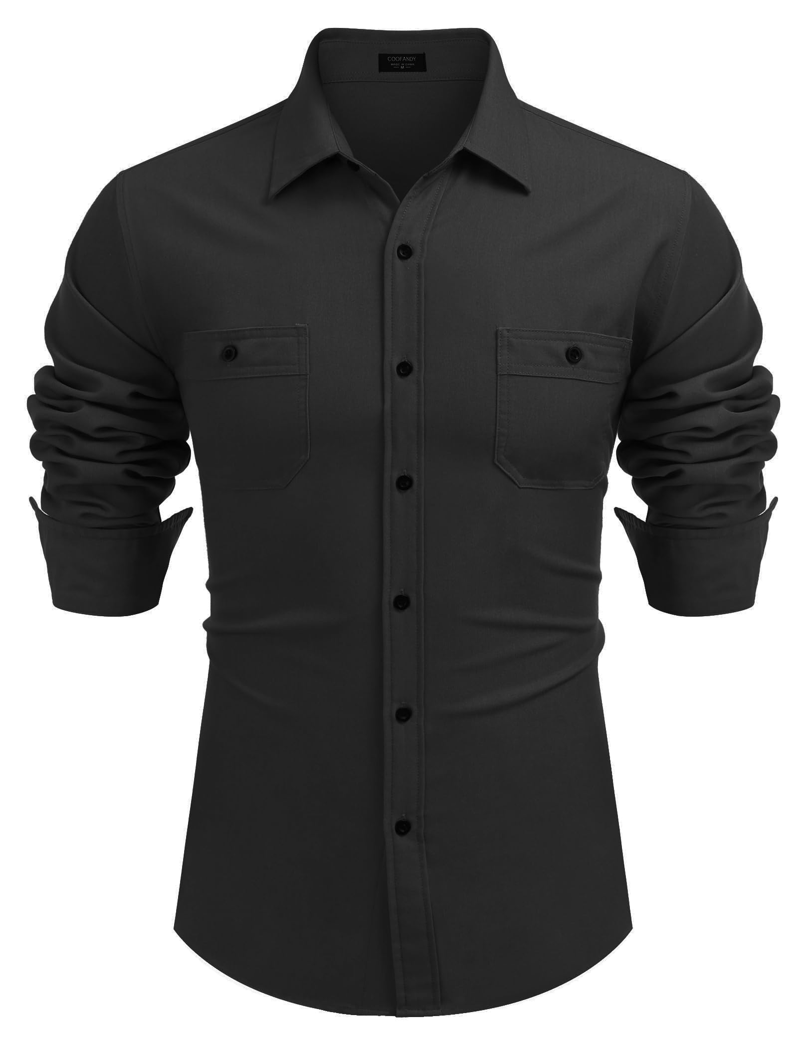 COOFANDY Men's Casual Button Down Shirts - Long Sleeve Wrinkle Free Dress Shirts for Office & Untucked Style | Perfect for Business Casual, Date Night & Everyday Wear