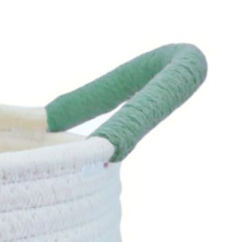 white with green handle