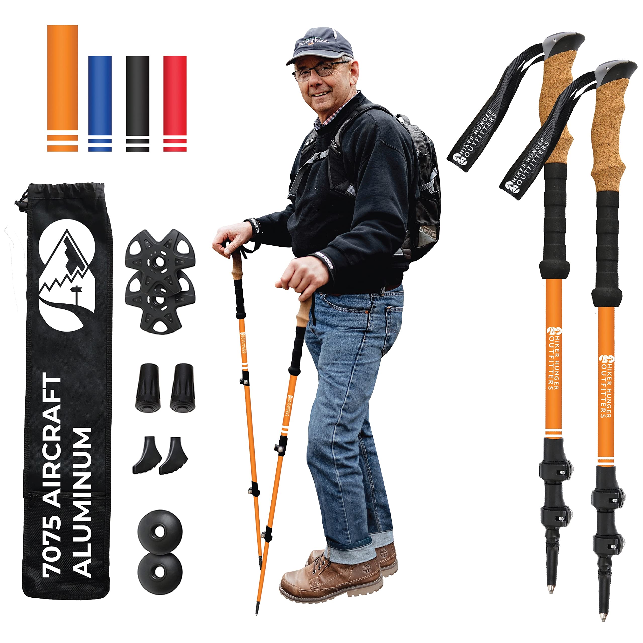 Carbon Fiber Collapsible Walking Stick - Lightweight Adjustable Hiking Poles for Men & Women - Folding Trekking Stick for Seniors Balance & Outdoor Activities - Perfect for Hiking, Travel & Daily Support