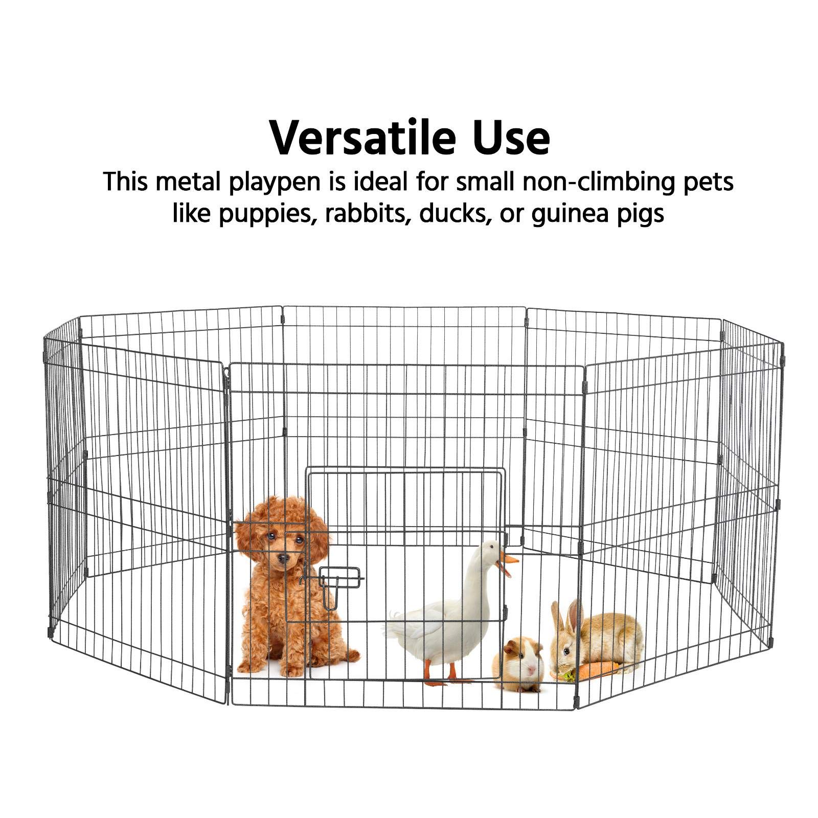 Topeakmart 24 Inch Foldable Metal Puppy Playpen - 24 Panel Portable Pet Fence with Door for Small Dogs | Indoor & Outdoor Use | Exercise Pen for Puppies, Training, Backyard, Travel & Home Safety (Black)
