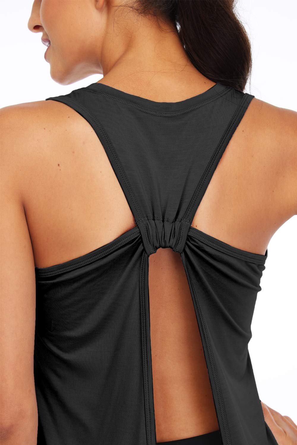 Sanutch Open Back Workout Top - Breathable Backless Yoga Shirt with Tie Back for Women | Perfect for Yoga, Gym & Summer Outdoor Activities