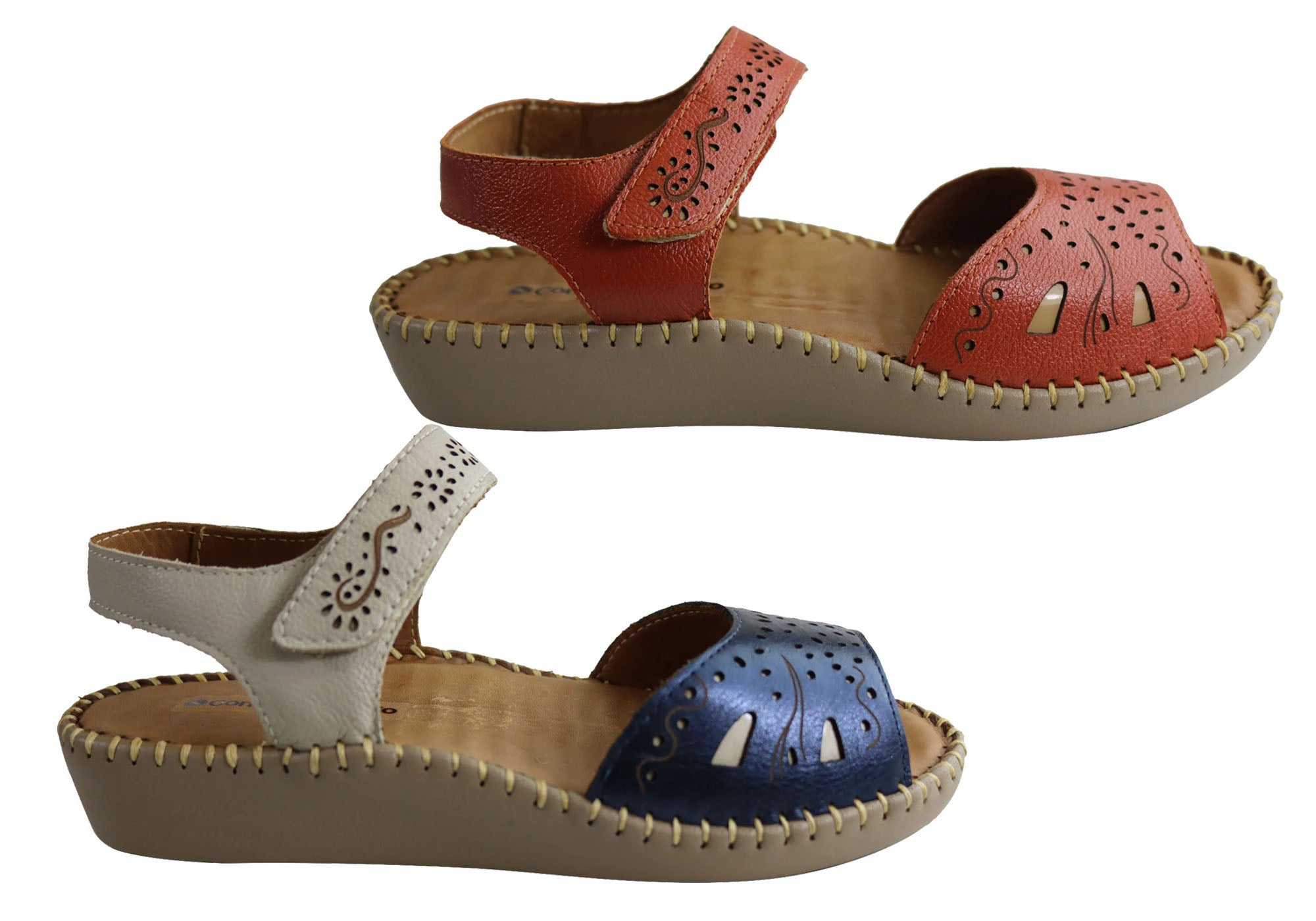 Comfortshoeco Meredith Women's Cushioned Leather Sandals - Comfortable Walking Shoes for Summer, Beach & Casual Outings