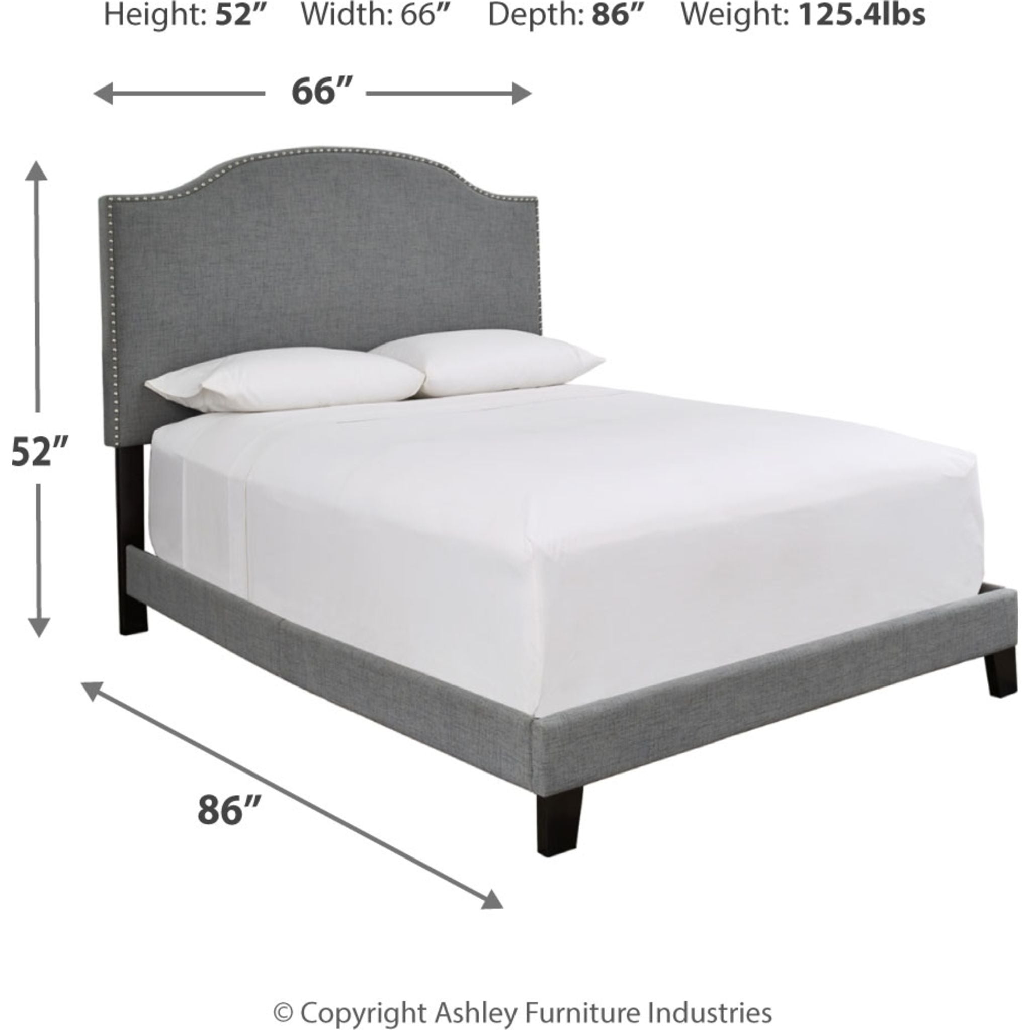 Adelloni Queen Size Bed Frame - Modern Platform Bed with Upholstered Headboard, Sturdy Wooden Slats & Easy Assembly - Perfect for Bedroom, Guest Room & Apartment