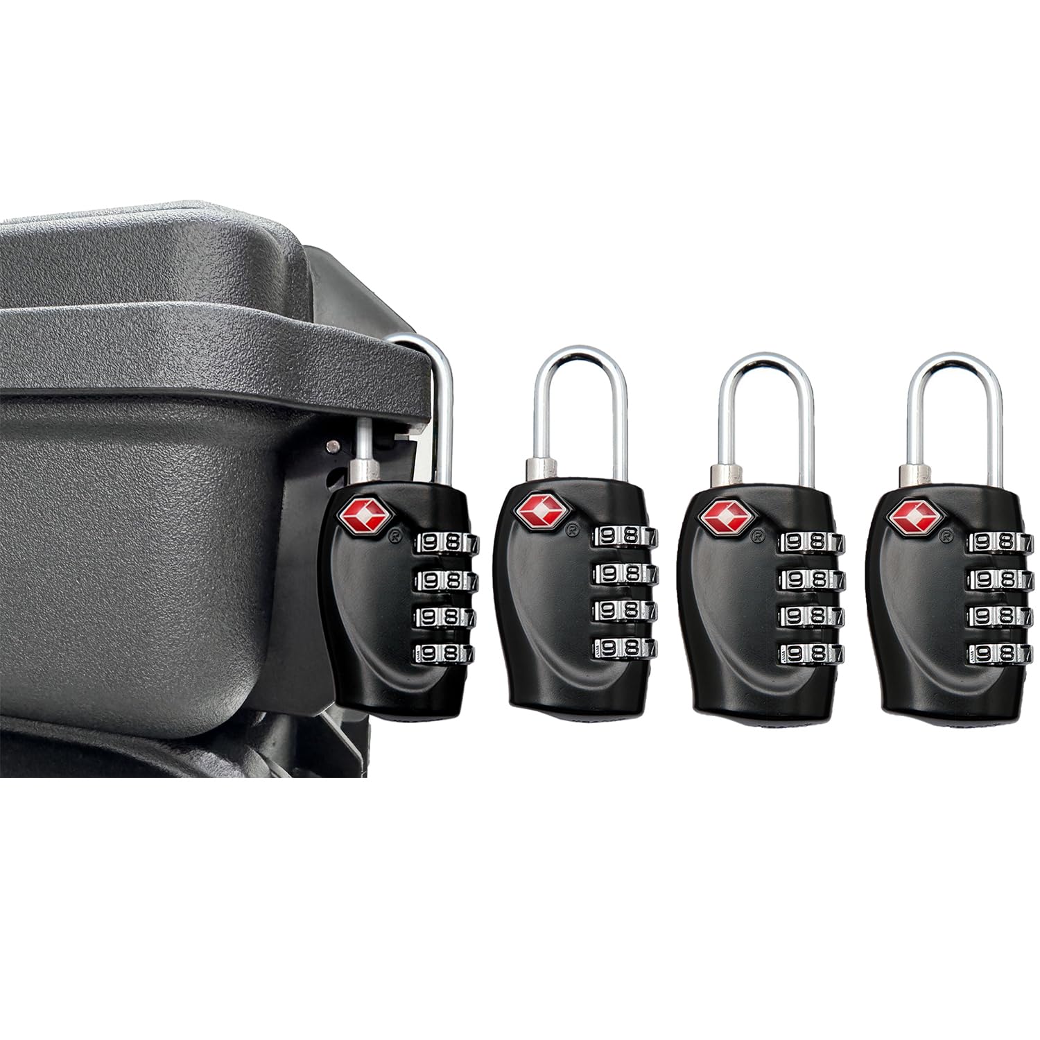 4 Pack TSA Approved 4-Digit Combination Locks - Secure Pistol Cases, Gun Cases, Toolboxes & Luggage - Perfect for Travel, Storage & Security Protection