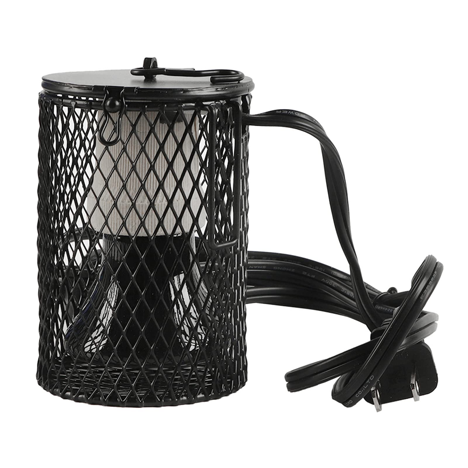 Infrared Ceramic Heat Lamp Bulb 100W for Reptiles & Amphibians - Pet Terrarium Heating Light with Anti-Scalding Cage (Black) - Ideal for Turtle Tanks, Snake Cages & Lizard Habitats