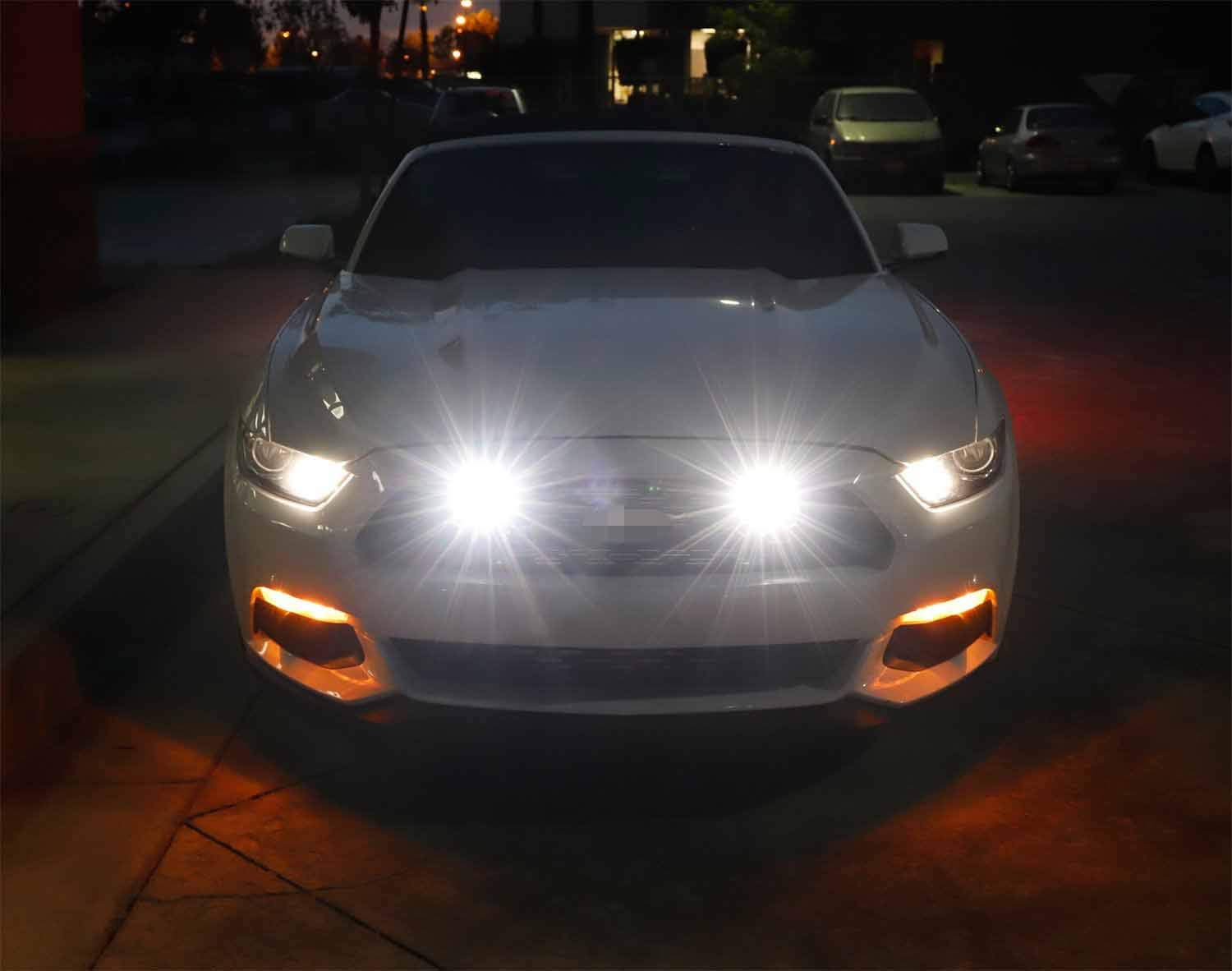 iJDMTOY 40W LED Pod Light Kit for 2015-2017 Ford Mustang - 2 High Power LED Lights with Grille Mount Brackets & Wiring Switch - Perfect for Off-Road, Night Driving & Emergency Lighting