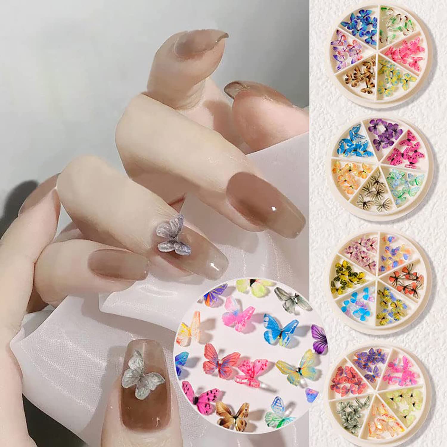 Miniature Butterfly Nail Charms - 2pcs Acrylic Nail Art Decorations for DIY Manicure | Perfect for Women & Girls | Nail Jewelry for Parties, Weddings & Special Occasions