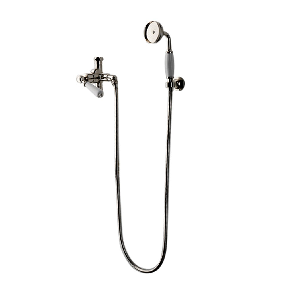 Waterworks Easton Classic Handshower with Diverter & White Porcelain Lever Handle in Matte Nickel - Premium Bathroom Shower Upgrade for Spa-Like Experience