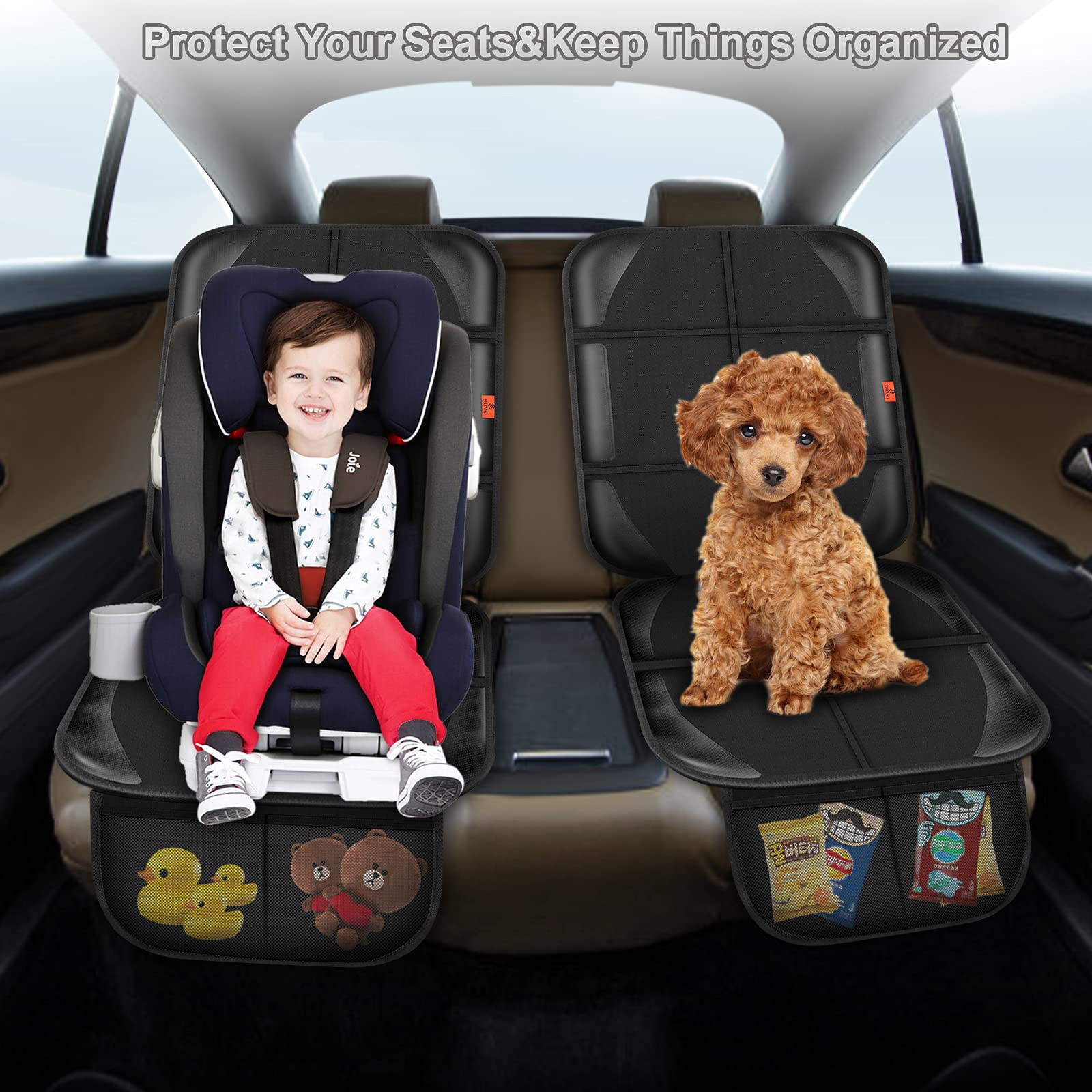 Waterproof 600D Fabric Car Seat Protector for Baby & Pets - Durable Auto Seat Cover with 2 Storage Pockets (1 Pack) | Perfect for Child Safety, Pet Protection & Vehicle Interior Care