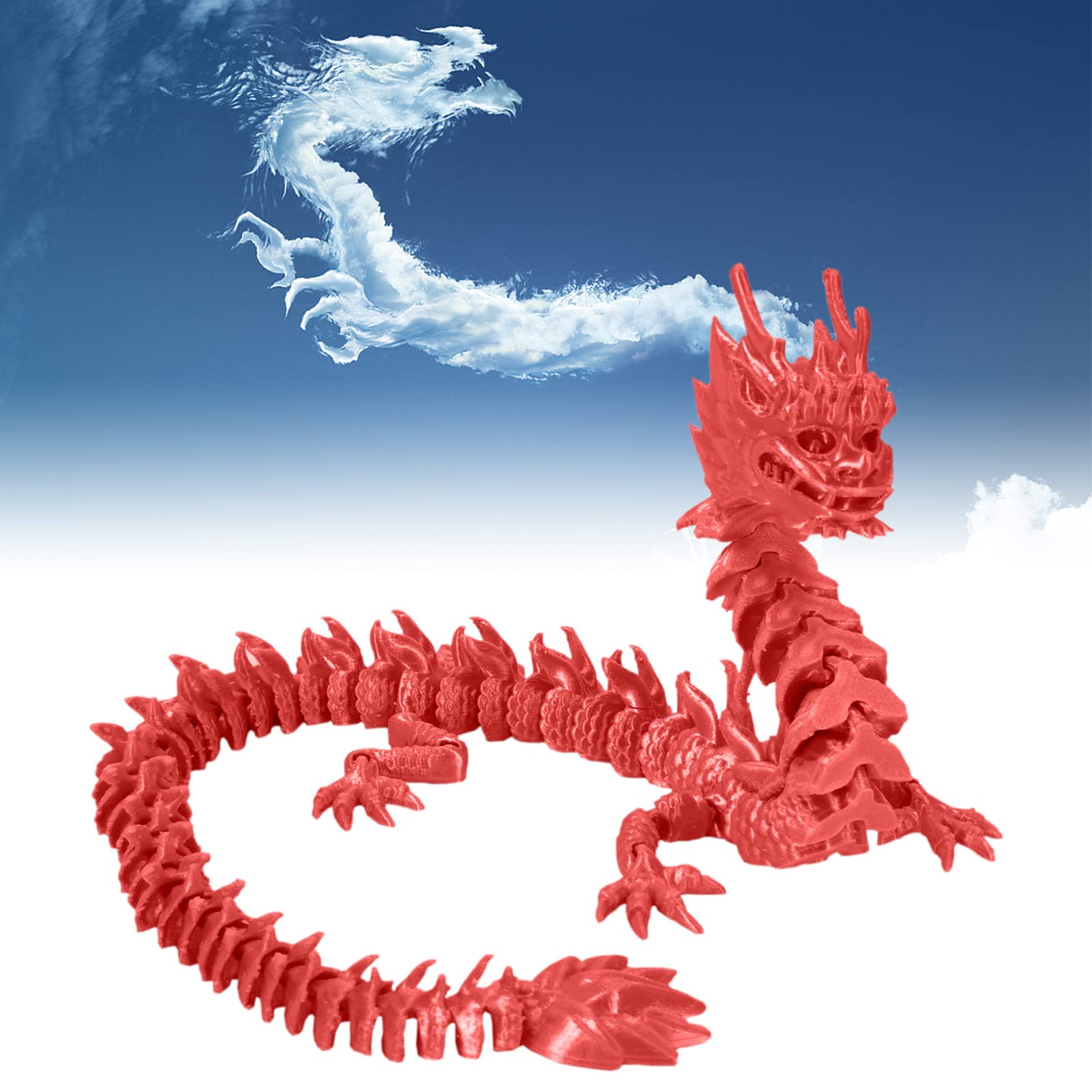 3D Printed Dragon Action Figures with Movable Joints - Customizable Dragon Statue Toy for Adults & Collectors | Anxiety Relief Animal Toys | 17.7