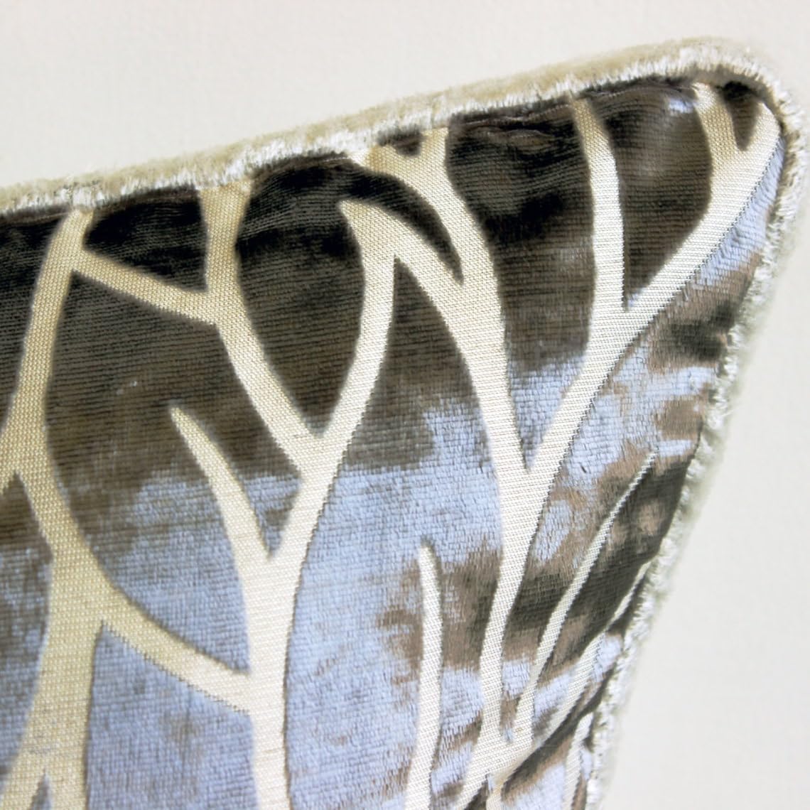 Paloma Green Leaf Design Tropical Pillow Cover - 20x20 Inch (50x50 cm) Floral Throw Pillow Cover in Burnout Velvet - Perfect for Living Room Sofa, Bedroom Decor & Boho Home Accents