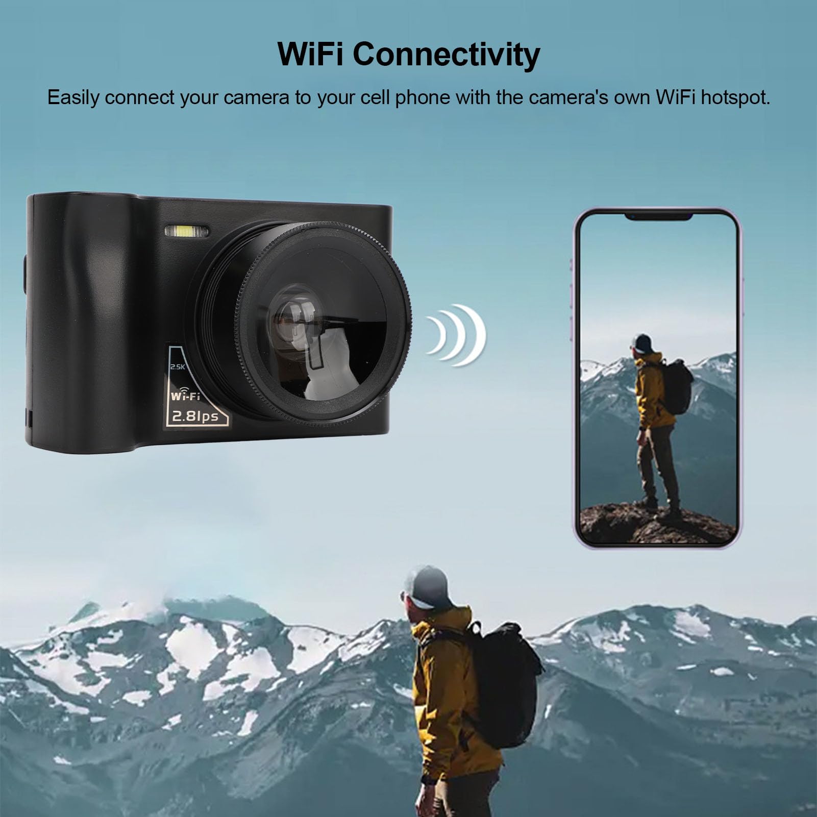 24MP 2.5K Kids Digital Camera with 16X Zoom - Compact WiFi Mirrorless Camera for Beginners, Perfect Travel Camera Gift for Children, Boys & Girls - Great for Birthday Presents, Outdoor Adventures & Family Vacations