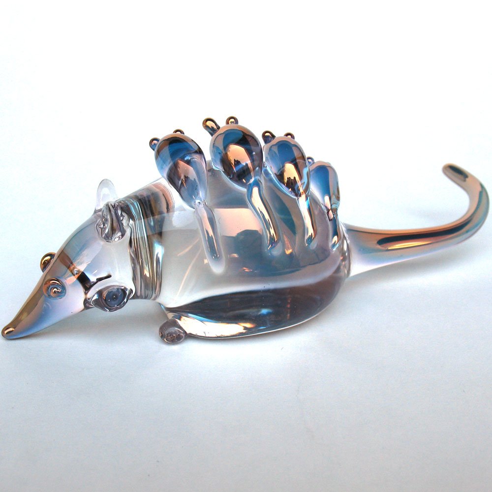 Hand Blown Glass Opossum Figurine - Unique Handmade Collectible Animal Sculpture for Home Decor, Gift & Wildlife Enthusiasts | Perfect for Shelf Display, Nature-Themed Decor & Animal Lover Gifts