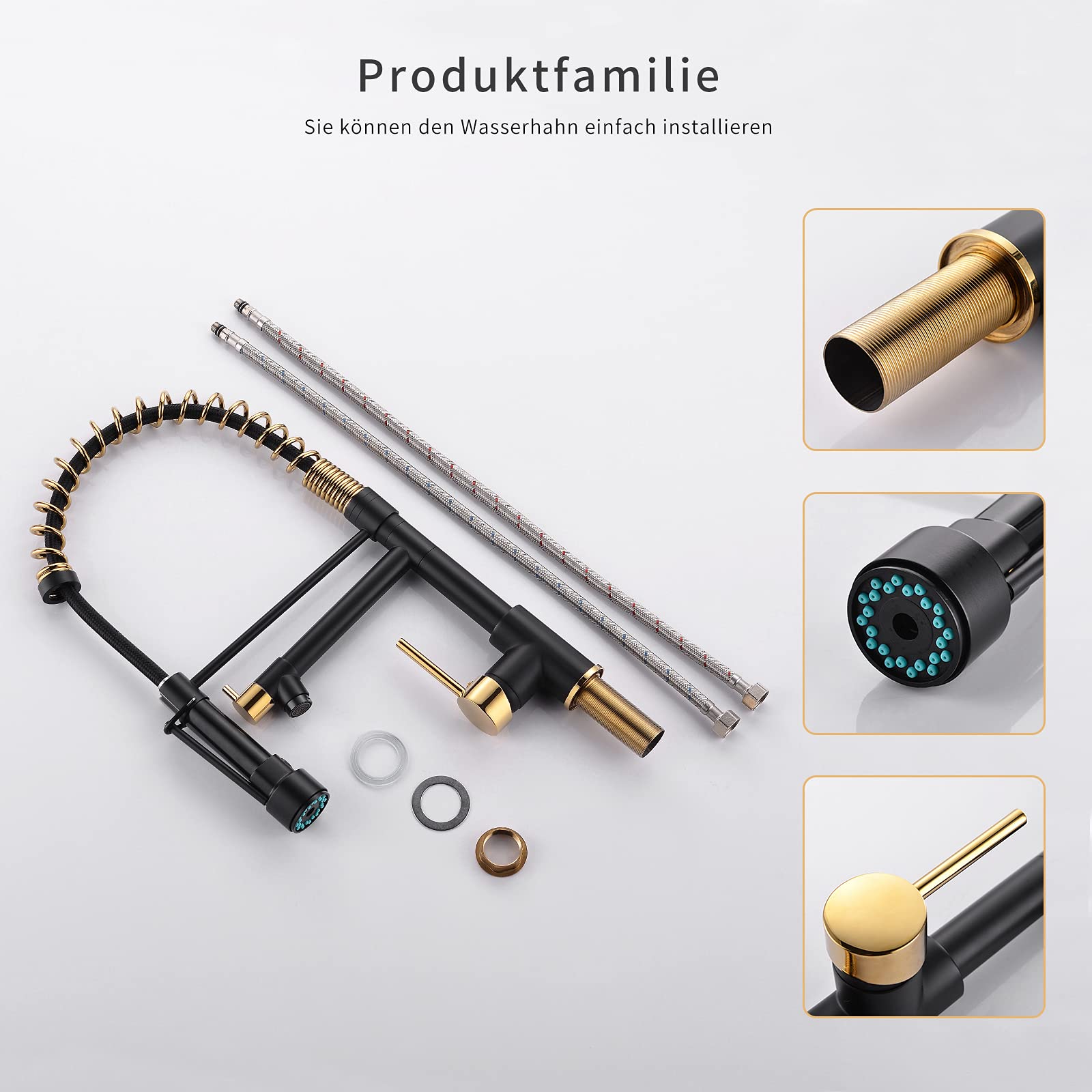 AIMADI Matte Black Kitchen Faucet with Pull Down Sprayer - Commercial Style Single Handle Single Hole Sink Faucet for Modern Kitchens & Restaurant Use