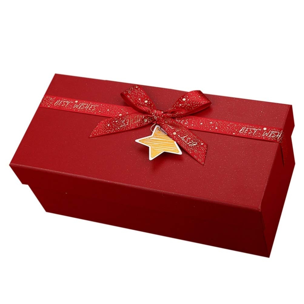 Premium Red Christmas Jewelry Gift Box with Ribbon - Elegant Packaging for Necklaces, Rings & Small Bottles - Perfect for Holiday Gifting, Party Favors & Luxury Present Wrapping