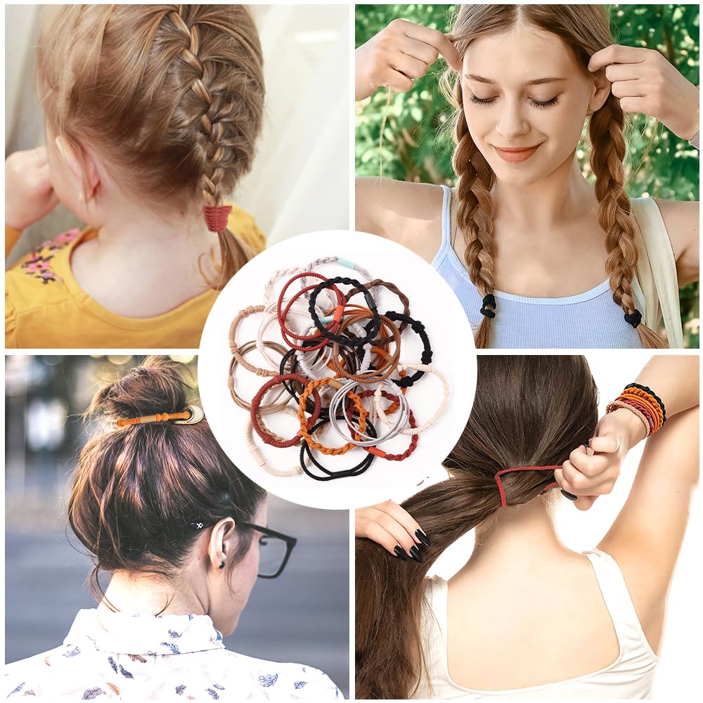 32PCS Boho Hair Bracelets for Women - No Damage Elastic Hair Ties & Bands for Girls with Thick, Thin, Long or Curly Hair - Fashion Hair Accessories for Parties, Weddings, Festivals & Everyday Wear