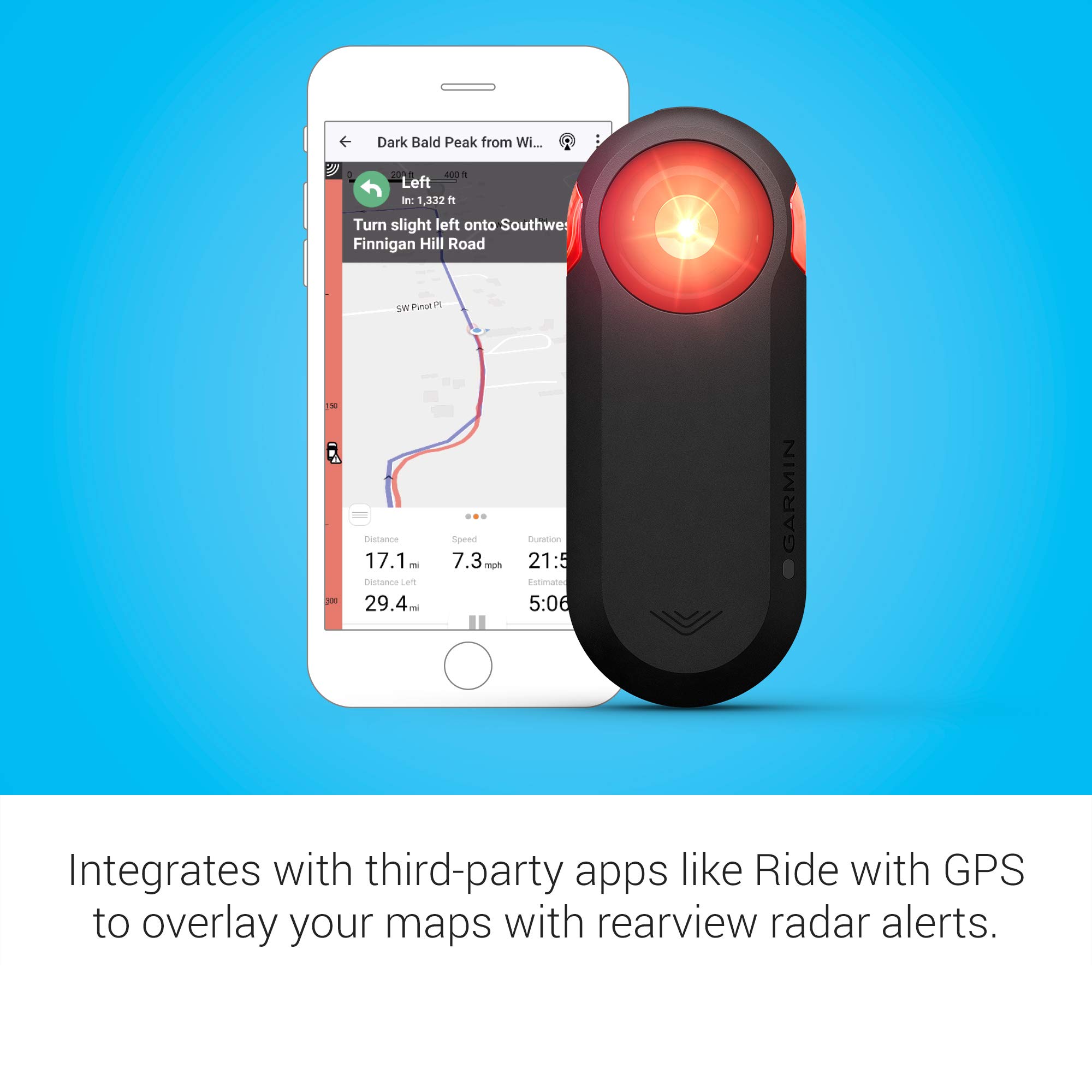 Garmin Varia RTL515 Bike Radar Tail Light - Rearview Radar with Visual & Audible Alerts for Vehicles Up to 153 Yards - Cycling Safety Accessory for Road Biking, Commuting & Night Riding