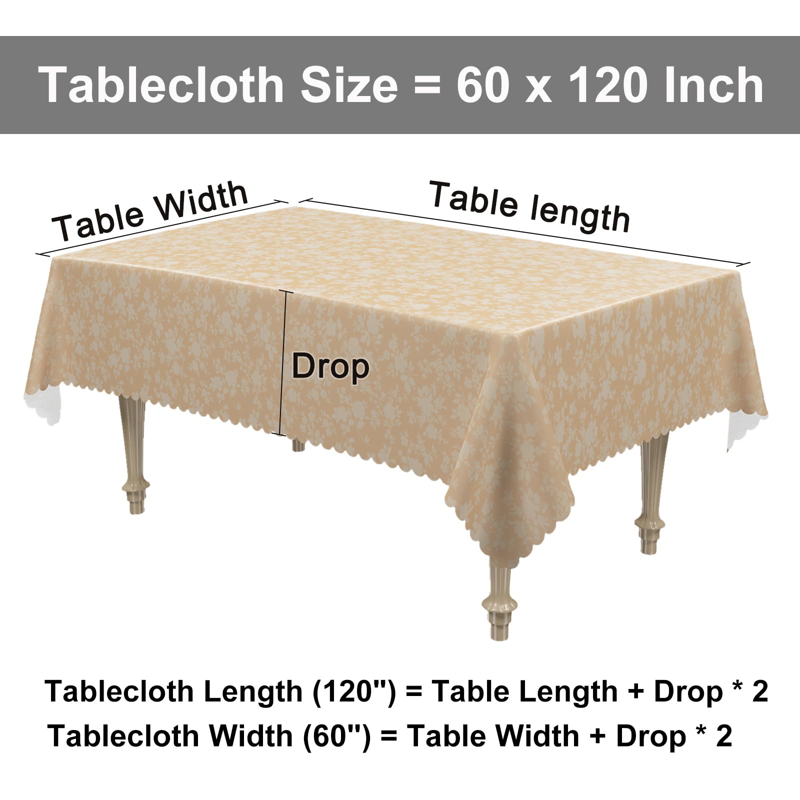 Smiry Waterproof Heavy Duty Vinyl Tablecloth, 60
