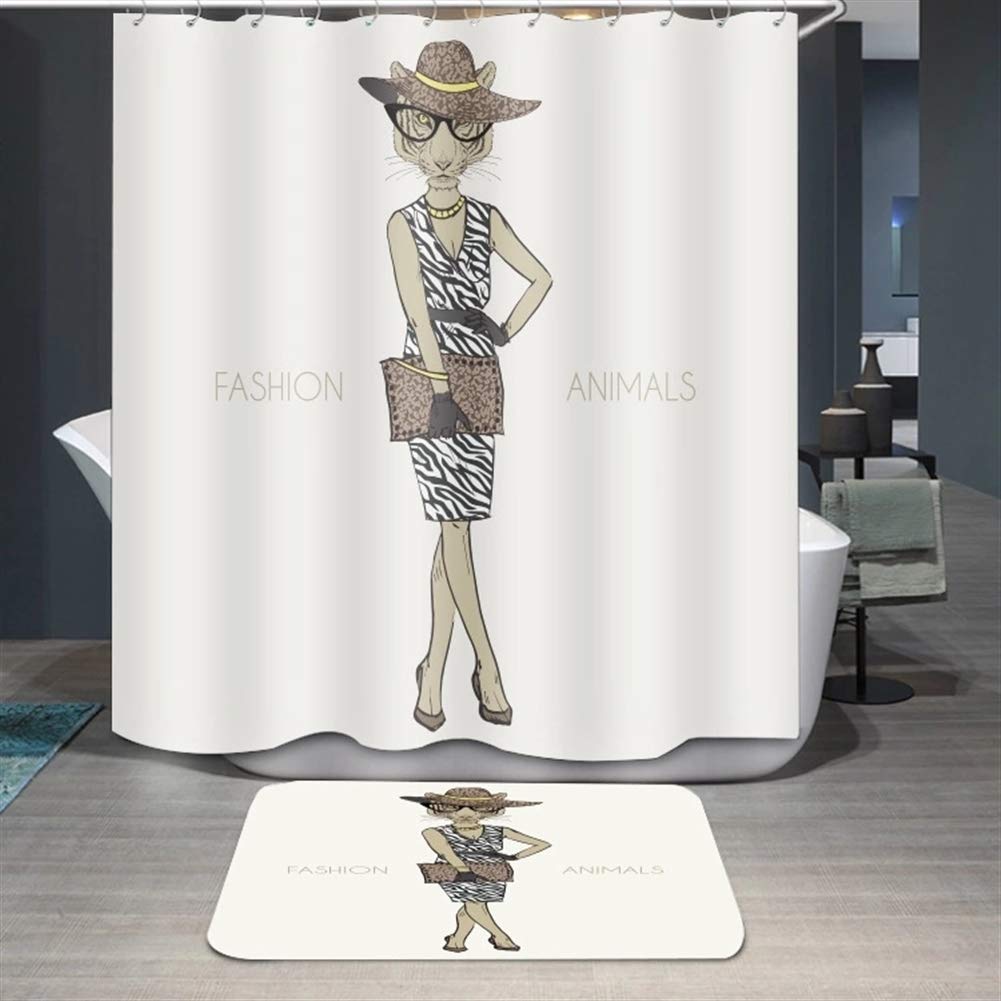 Waterproof Shower Curtain with Hooks - Soft & Durable Bathroom Decor for Home, Hotel, Spa - 72x72 Inches - Easy to Clean & Maintain