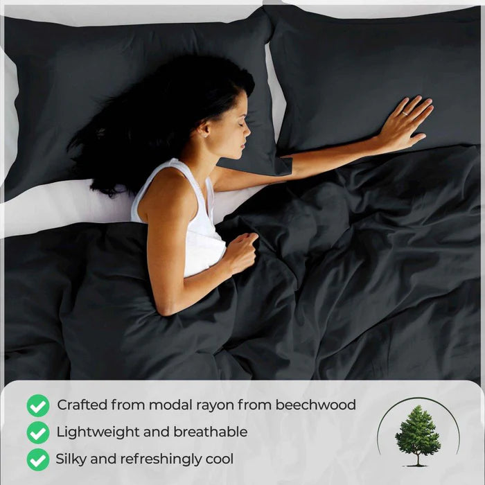 Premium 300 Thread Count Modal Duvet Cover Set - Soft & Breathable Beechwood Fabric - Perfect for Bedroom, Hotel, and Guest Room Comfort