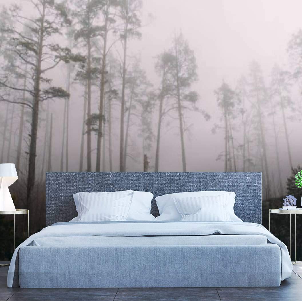 Self-Adhesive Removable Peel & Stick Forest Wall Mural - Grey Lightweight Tent in Foggy Mystic Forest Wallpaper for Living Room Decor | Home Craft Wall Decal, Wall Poster Sticker | Perfect for Bedroom, Nursery & Office Wall Art
