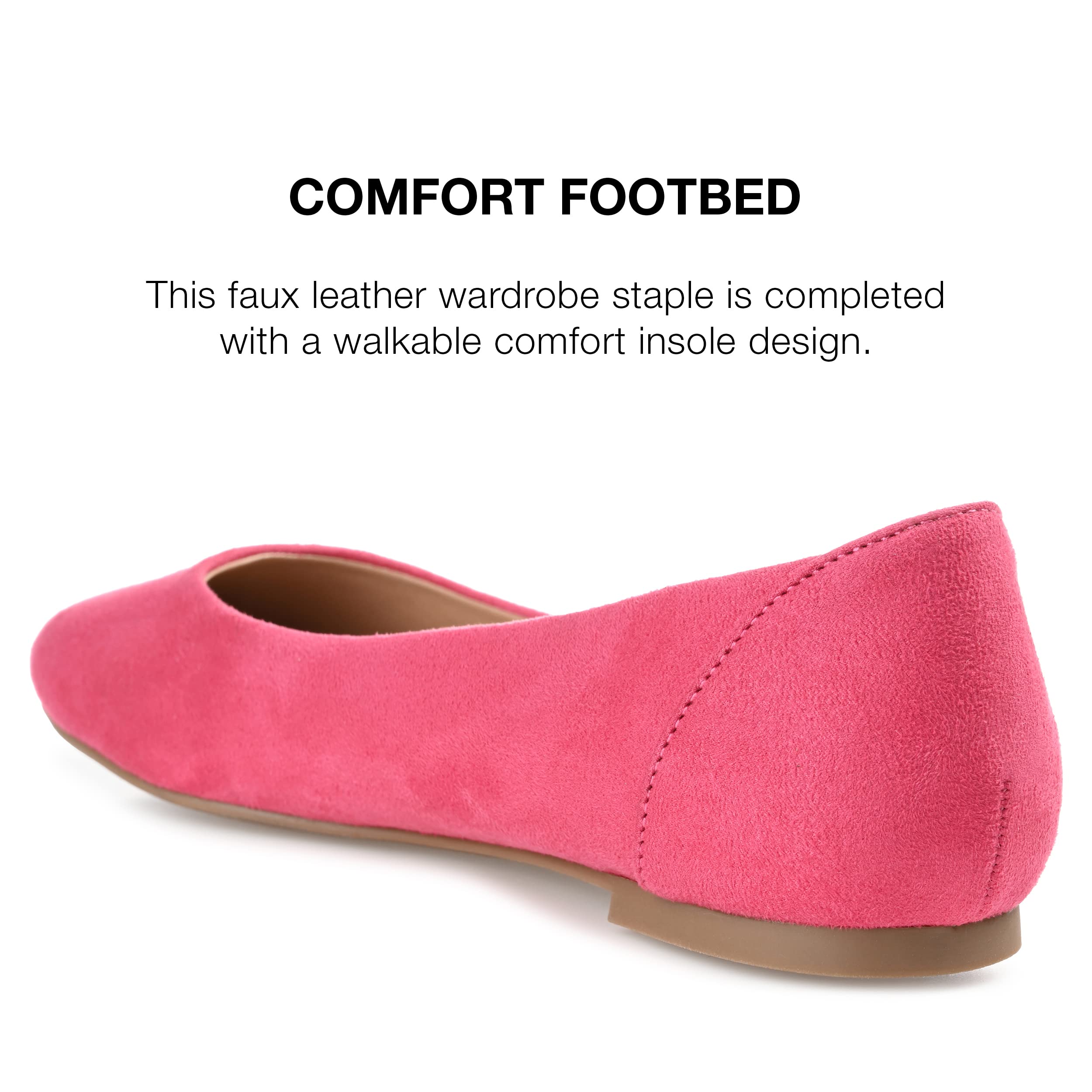 Journee Women's Comfortable Kavn Ballet Flats - Lightweight Slip-On Shoes for Work, Travel & Everyday Wear