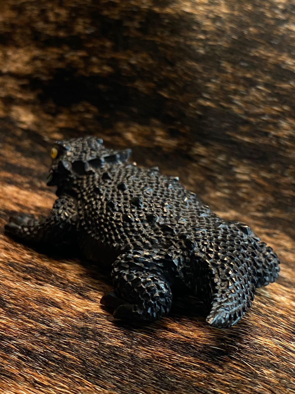 Black Horned Lizard Toy - Realistic Reptile Figurine for Kids, Collectors & Desert-Themed Decor | Perfect for Educational Play, Home Décor & Gifts