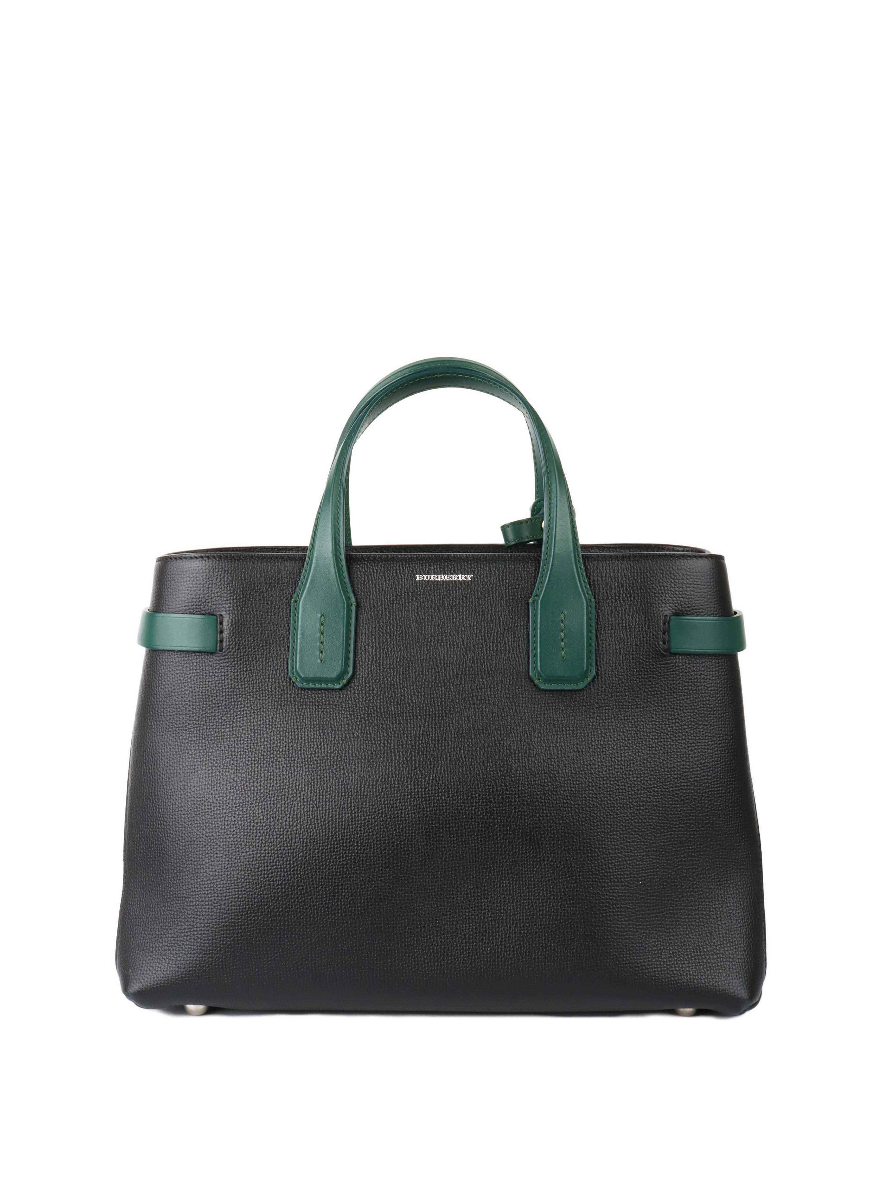 Burberry Black and Green Leather Tote Bag for Women - Luxury Designer Handbag for Work, Travel & Everyday Use