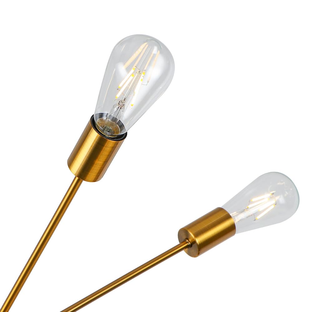 LynPon Sputnik Chandelier - 12-Light Modern Brass Gold Pendant Ceiling Light Fixture for Industrial Style Kitchen, Dining Room, Living Room & Bedroom | Perfect for Farmhouse, Loft & Mid-Century Modern Decor